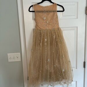 Cream Sequin Embellished Sleeveless Gown